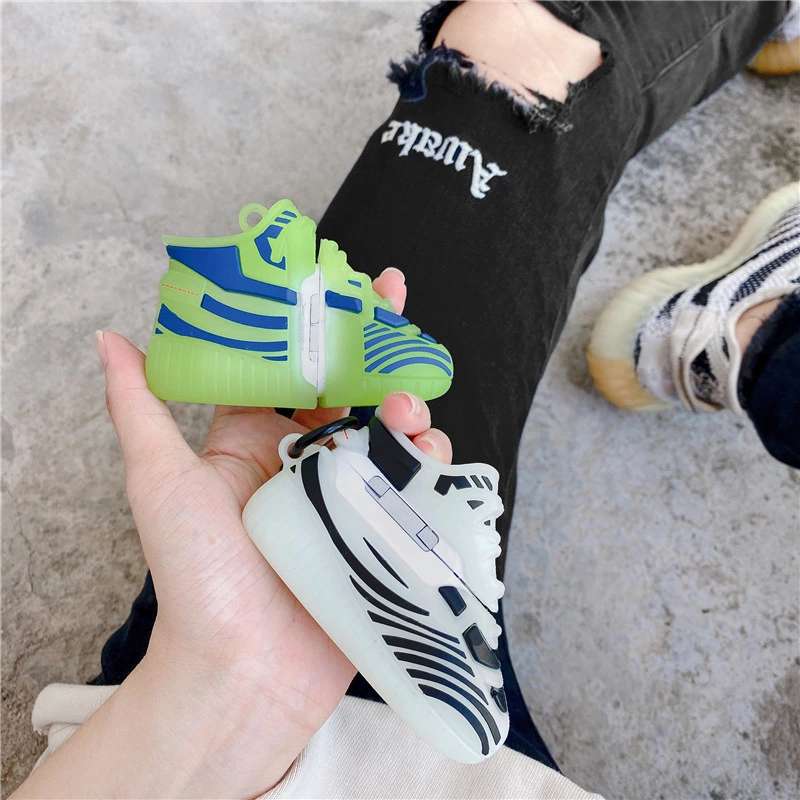 Personalized 3D Striped Glow Sneakers & AirPods Case